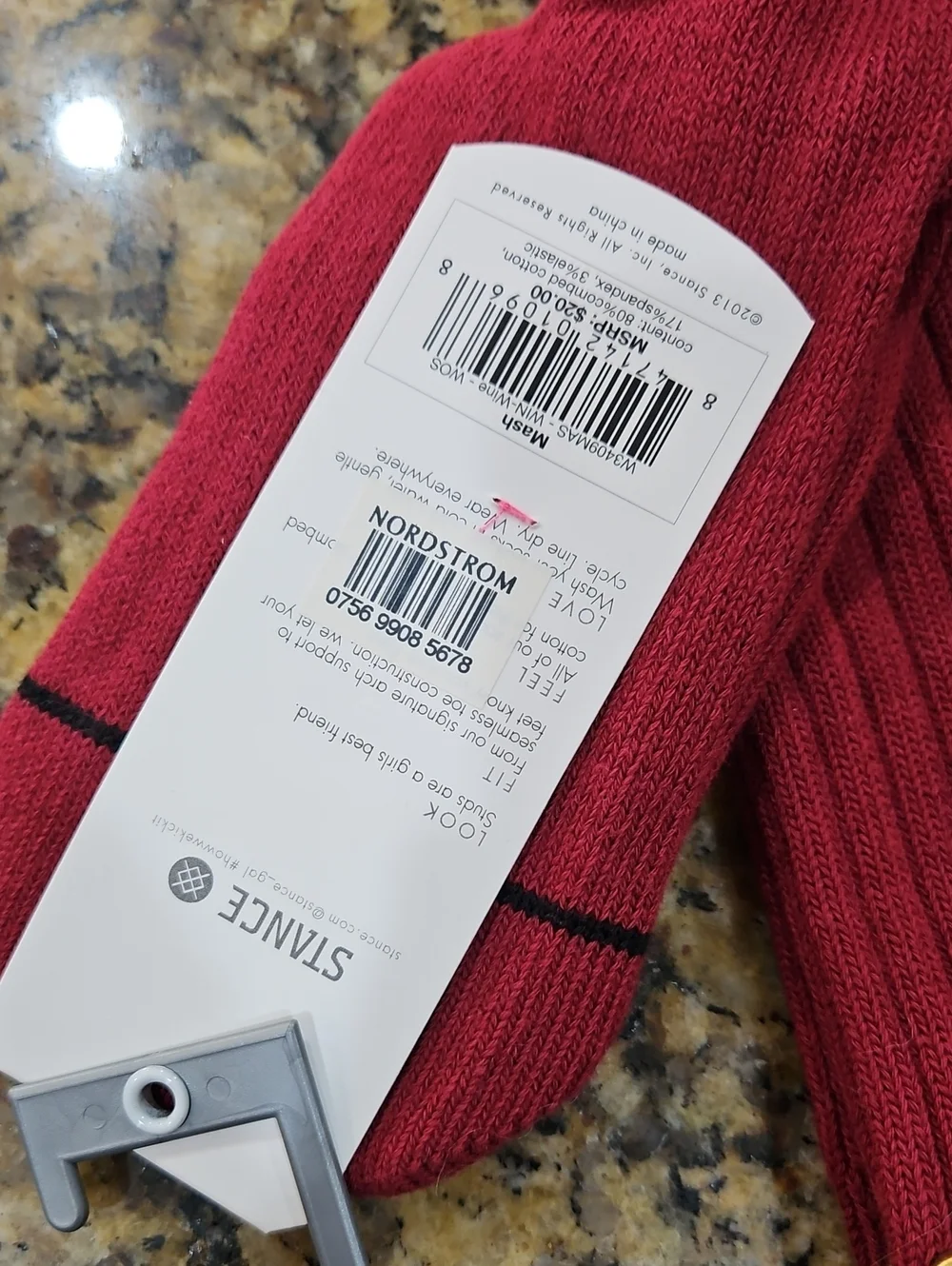 NWT Nordstrom Stance Women's Red  Burgundy Gold Studded Ribbed Socks Osfm